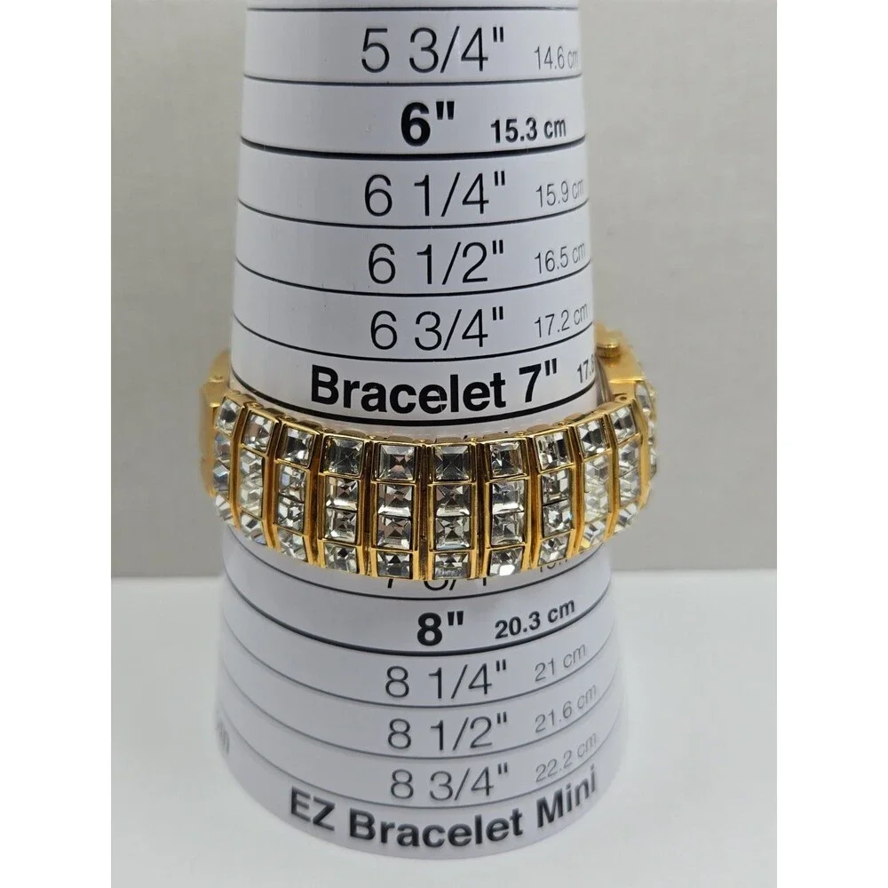 Vintage Suzanne Somers Gold Tone Rhinestone Bracelet Tank MOP Watch New Battery